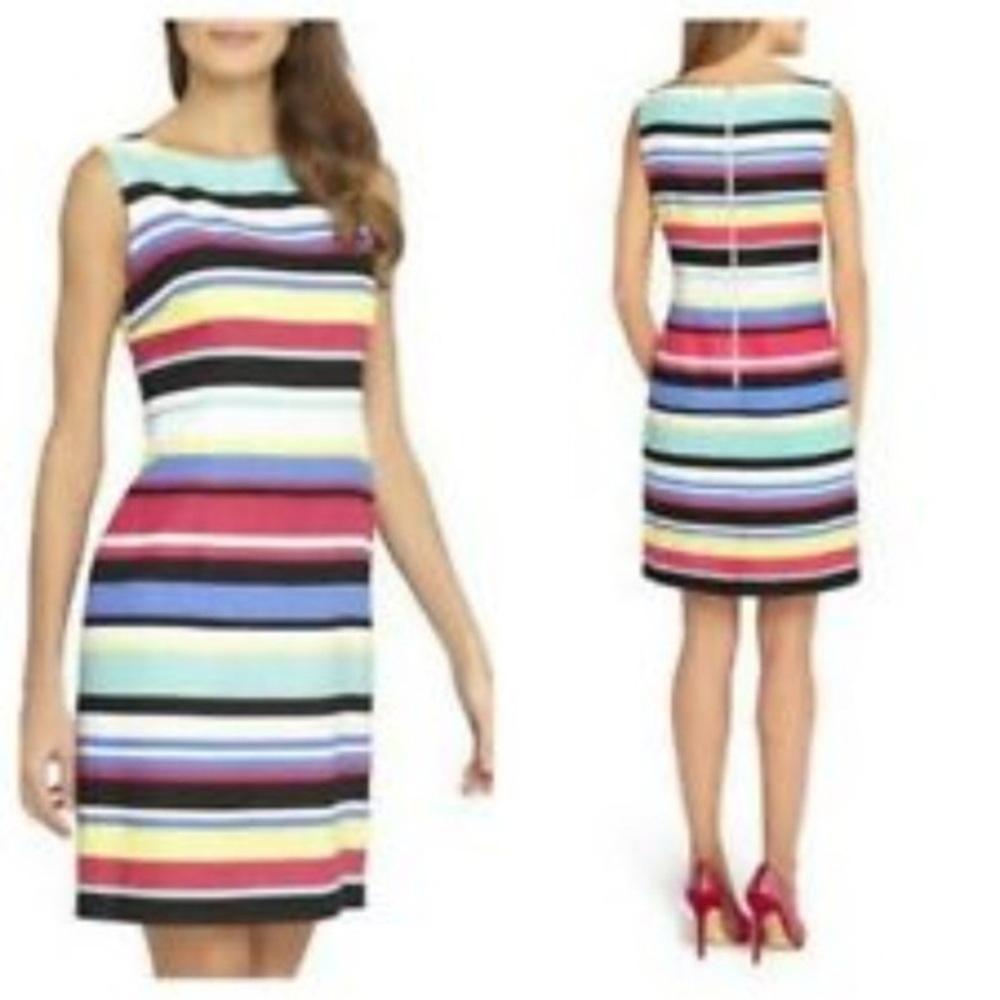 Tahari Striped Linen Dress Size 8
